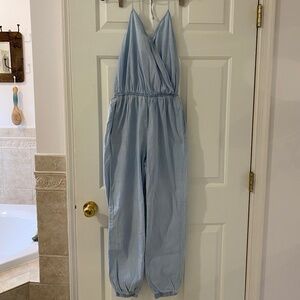 Mimi Chica Denim Chambray Halter Top Jumpsuit